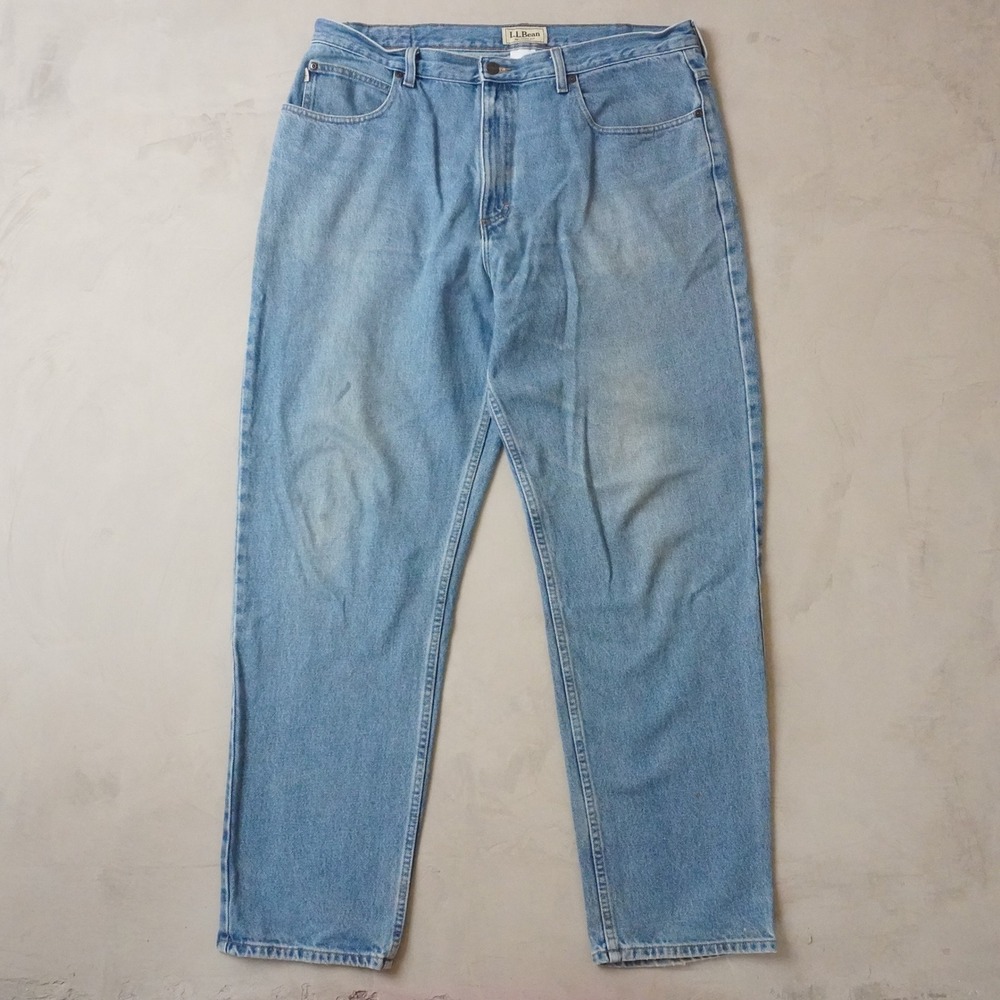 Vintage LL Bean Relaxed Fit Jeans 38x34 Mens Blue Light Wash Straight Denim 8784